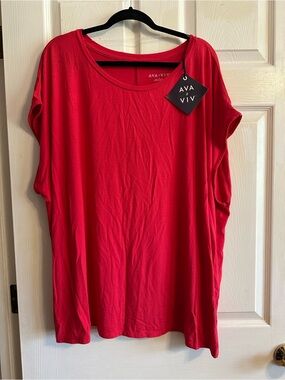 Ava & Viv Bright Red Dolman Sleeve Scoop Neck Top